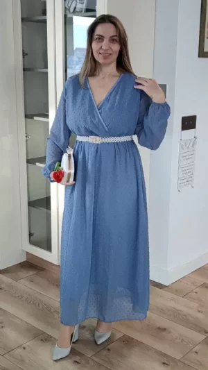 Rochie elegantă lungă| Rochie Albastră de ocazii |Rochi office marimi mari | 240 - 170 lei