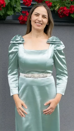 Rochie satin verde