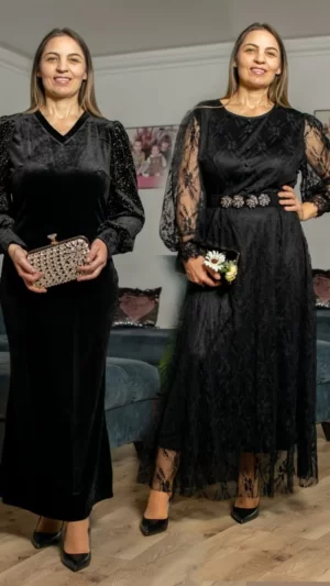 Rochie neagra satin