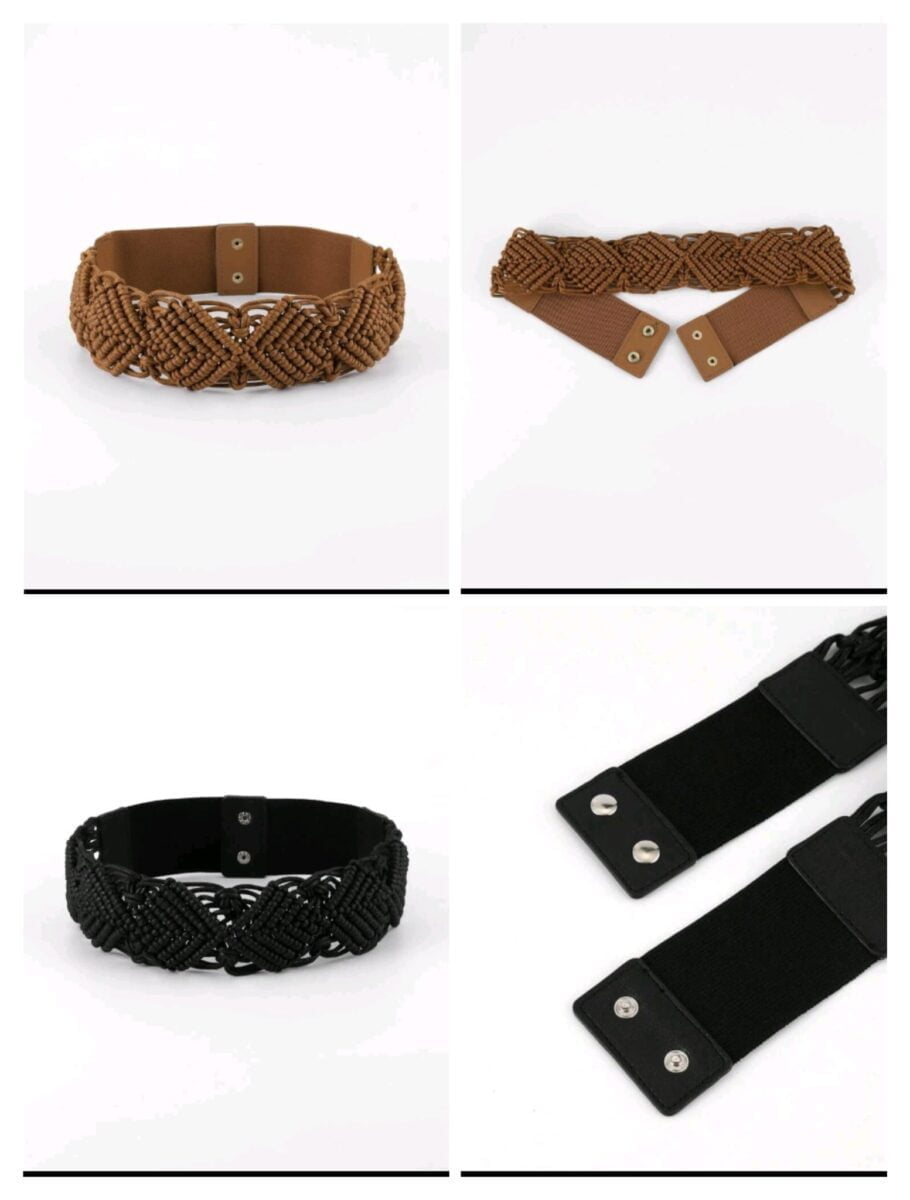 Curea neagră lată 5cm, elegantă | Curea maro de dama elastică calitate superioară |  135 -lei