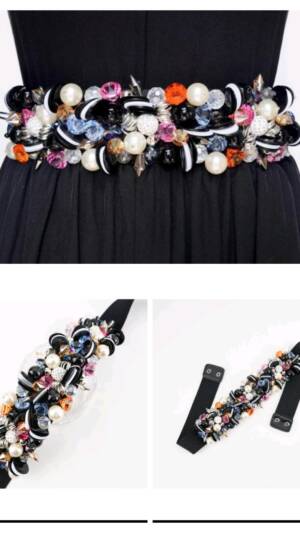 Curea elastica cu bijuterii si margele | Curea elastica la moda | 200 lei