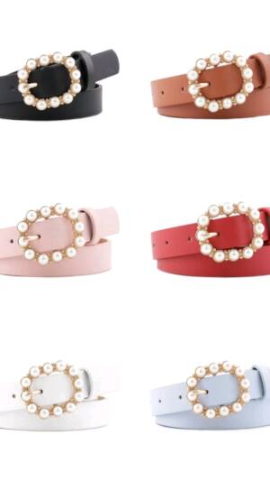 Curea neagra eleganta | Curea cu catarama din perle | 75 lei