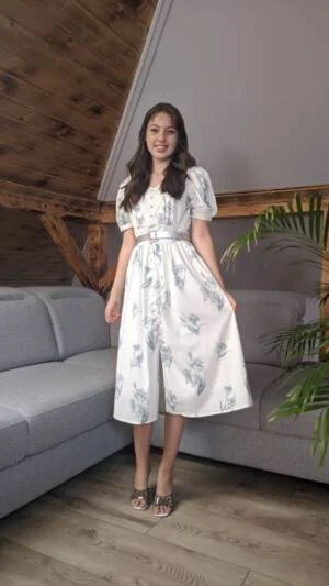 Rochie dama | Rochie cu imprimeu albastru floral 225 lei | Rochie albastra curea inclusa 275 - 220 lei