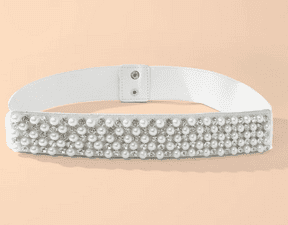 Curea eleganta femei | Curea cusuta cu margele | Curea dama alba eleganta |120 -  99 lei
