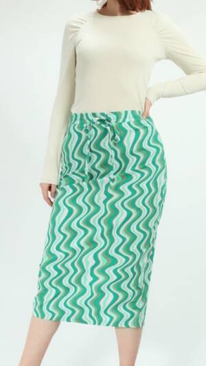 Fusta tip creion | Fusta eleganta verde cu model | M | 99 lei