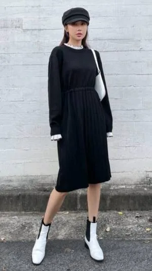 Rochie neagra de iarna | Rochie neagra pentru femei | 180 lei