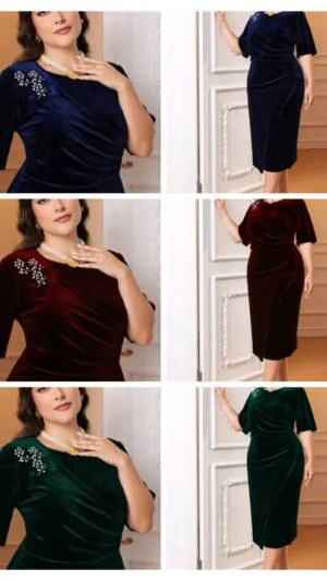 Rochii de iarna de ocazie | Rochii elegante din catifea | Rochii marimi mari | 300 - 200 lei