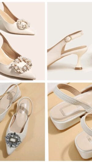 Pantofi decupati la spate bej toc mic Reyna | Pantofi argintii | 140-150 lei