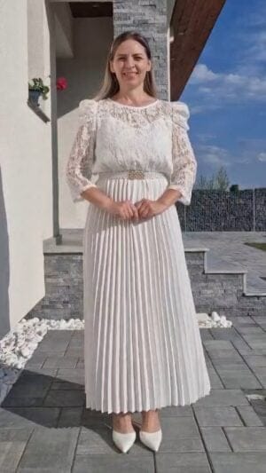 Rochie alba eleganta | rochie alba lunga | rochie nunta alba | 300 lei