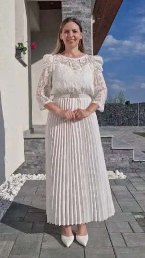 Rochie alba eleganta | rochie alba lunga | rochie nunta alba | 300 lei