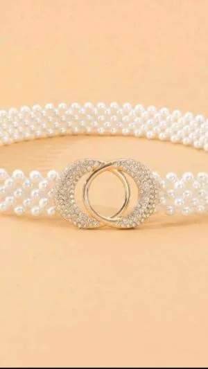 Curea eleganta | Curea din margele | Curea alba | 85 lei