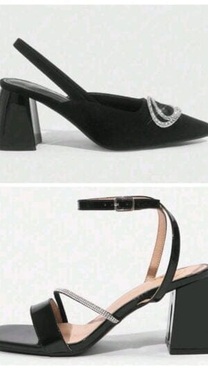 Sandale decupate în spate | Pantofi cu toc patrat | Sandale negre 36 37 38 39 40 41 | 230 - 210 lei