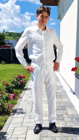 costum alb barbati