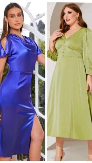 Rochii din satin | Rochie midi verde 46 | Rochie mov indigou 36 |  200 - 150 lei