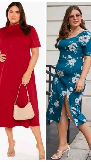 Rochii de zi elegante | Rochie rosie 44 | Rochie midi albastru siclam 50 | 150 lei