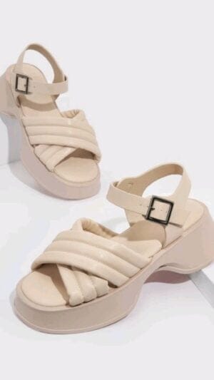Sandale crem | Sandale cu platforma ieftine | Sandale dama | 160 lei