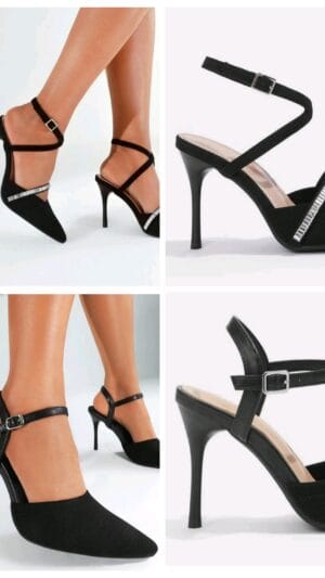 Sandale Negre cu toc subtire | Stiletto cu bareta Argintie|
pantofi comozi | 190 -180 lei