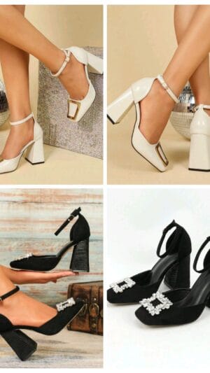 Pantofi Stileto Elegant | Bej și Negru | Simplu de Mireasă | 320 - 300 - 260 lei