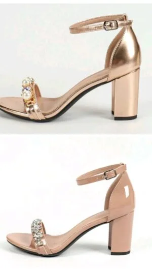 Sandale Crem cu toc mediu | Sandale Arginti | 330 - 320 lei