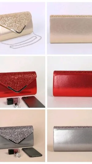 Genți elegante cu sclipici | Plic paiete | Poșete de ocazii | Auriu, Rosu, Gri. | 160 lei