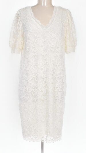 Rochie alba elegantă midi | Rochie de nunta cununi botez evenimente S M L | 350 - 300 - 250 lei