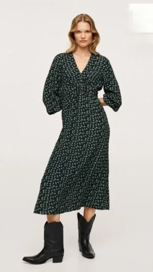 Rochie Mango midi | Model imprimat | Decolteu în V | 199,99 lei