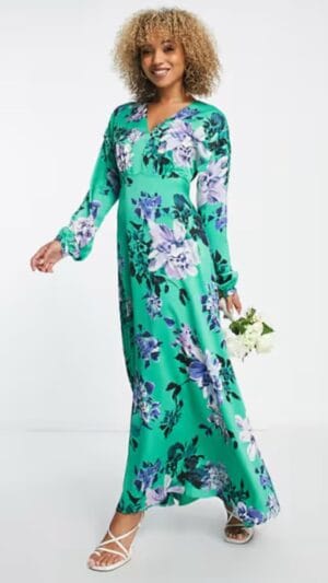 Rochie lungă Asos Liquorish,verde | Rochie de nuntă botez cununii | 349 lei