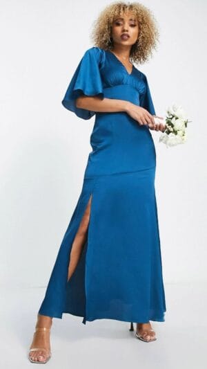 Rochie elegantă Liquorish | Albastru Satinat | 249 lei