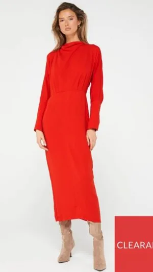 Rochie Roșie Maxi Fig & Basil,rosu | Rochii marimi mari 46, 48 | 345 lei