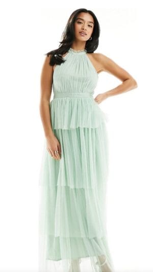 Rochie elegantă din tul | Rochie de ocazi Bal | Rochie Verde menta Vila 34 | 450 lei