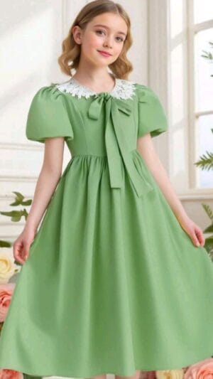 Rochie Maxi verde cu talie 9,10 ani | 200 lei