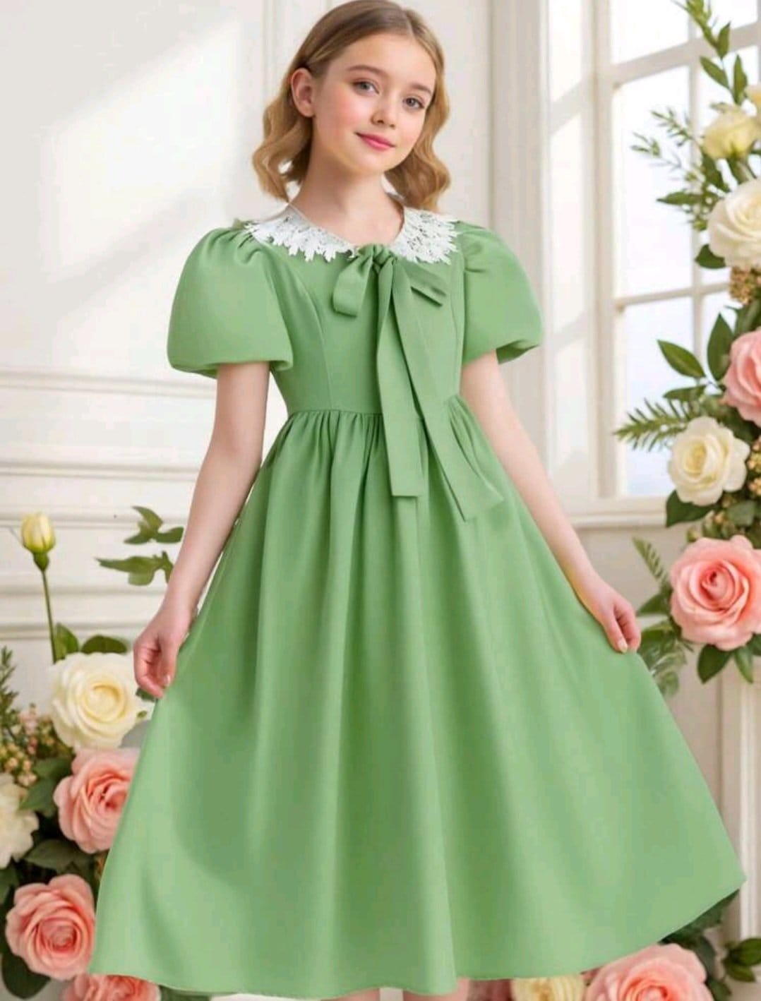 Rochie Maxi verde cu talie 9,10 ani | 200 lei