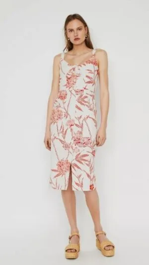 Rochie midi cu Imprimeu 3D | Nasturi în față Casual de Vară | 250 lei