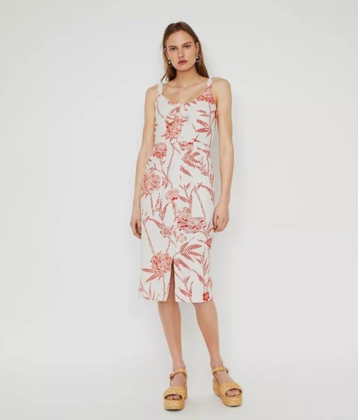 Rochie midi cu Imprimeu 3D | Nasturi în față Casual de Vară | 250 lei