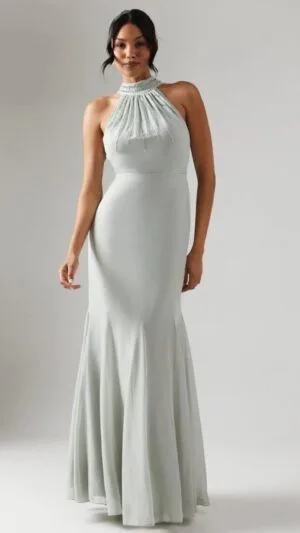ROCHIE DE DOMNIȘOARE DE ONOARE CU GULER HALTER ȘI ȘIFON M - L | 800 lei