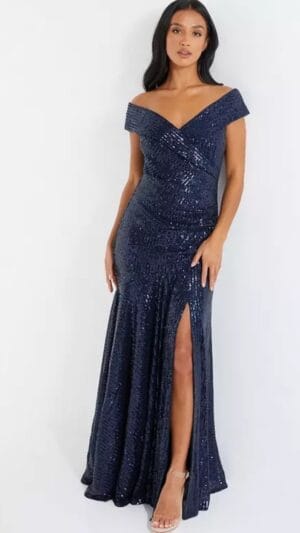 Rochii elegante | Rochie maxi Petite cu paiete și pliuri - Albastru închis Coast  XS - S |  900 lei