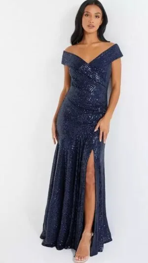 Rochii elegante | Rochie maxi Petite cu paiete și pliuri - Albastru închis Coast XS - S | 900 lei