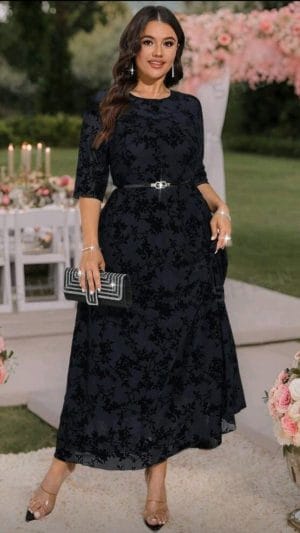 Rochii Negre |  Rochii elegante | Rochie Florală Neagră | 300 lei