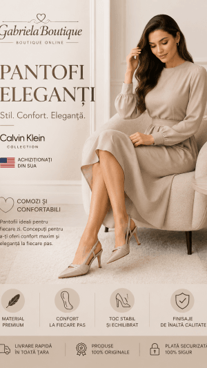 Pantofi Damă Calvin Klein Originali Bej cu Toc Înalt – Slingback Eleganți