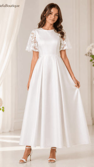 Rochie Albă Elegantă pentru Botez, Cununie și Ocazii Speciale.