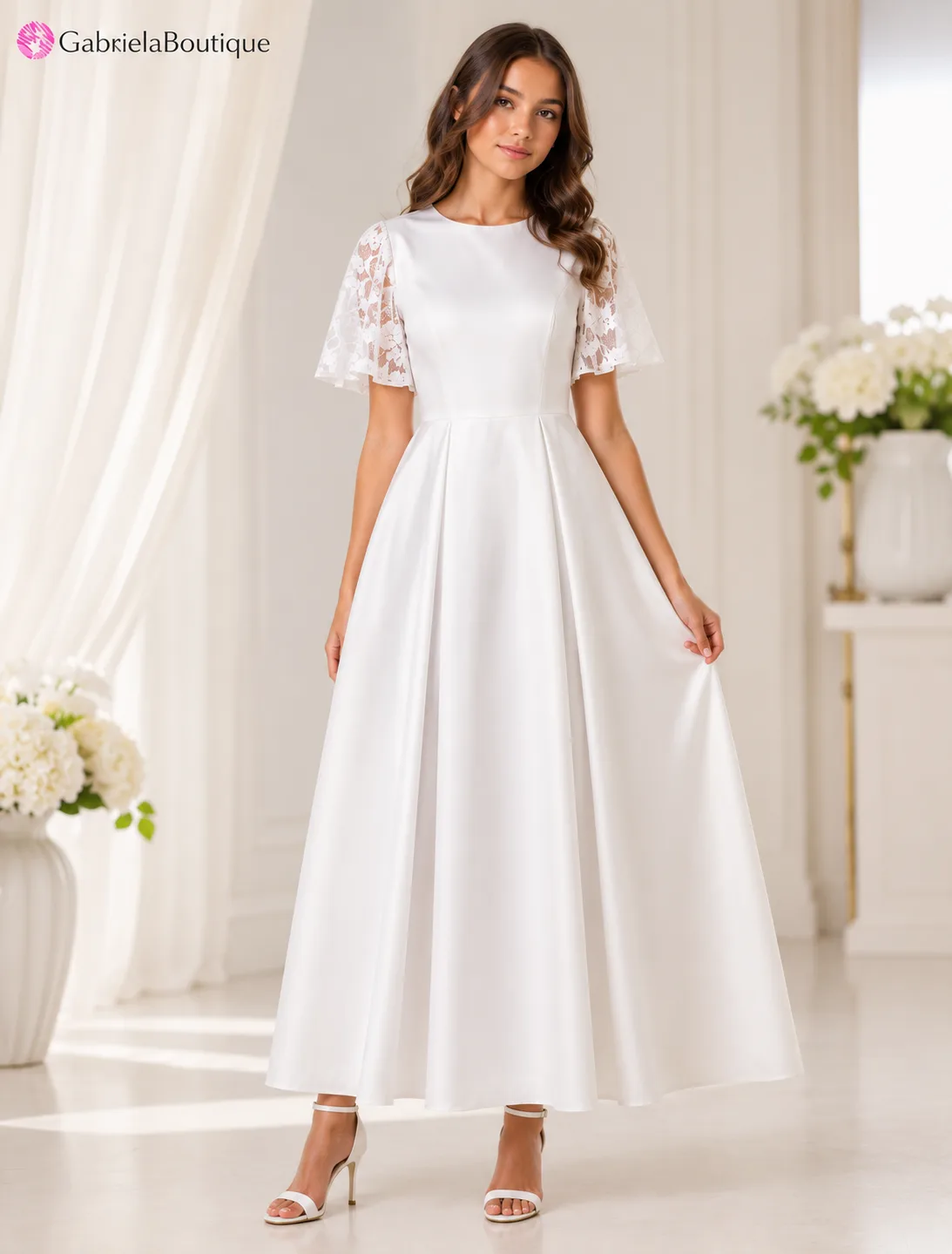 Rochie Albă Elegantă pentru Botez, Cununie și Ocazii Speciale.