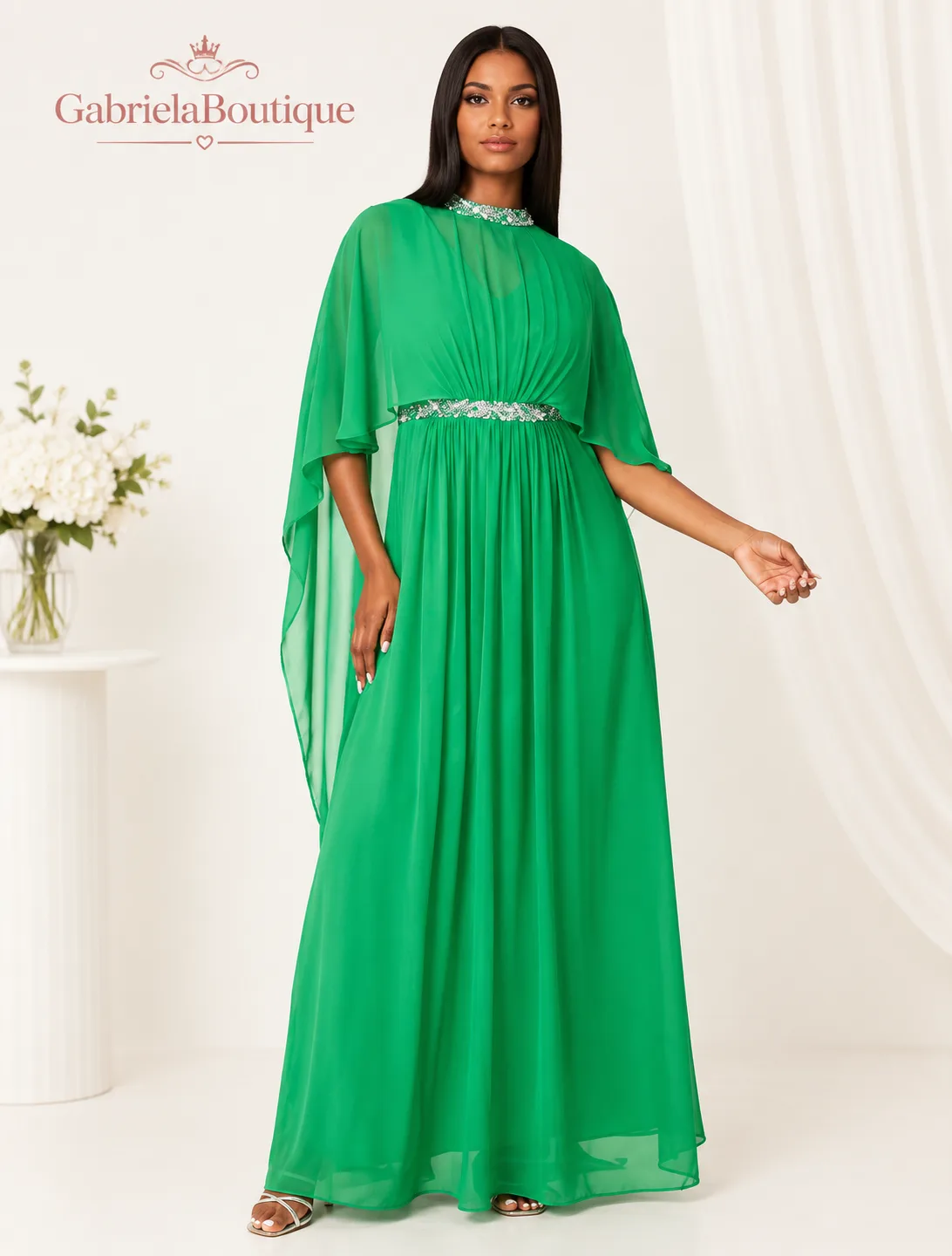 Rochie lungă elegantă Coast verde smarald