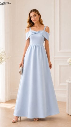 Rochie Lungă Elegantă Bleu pentru Banchet, Nuntă și Botez | Gabriela Boutique