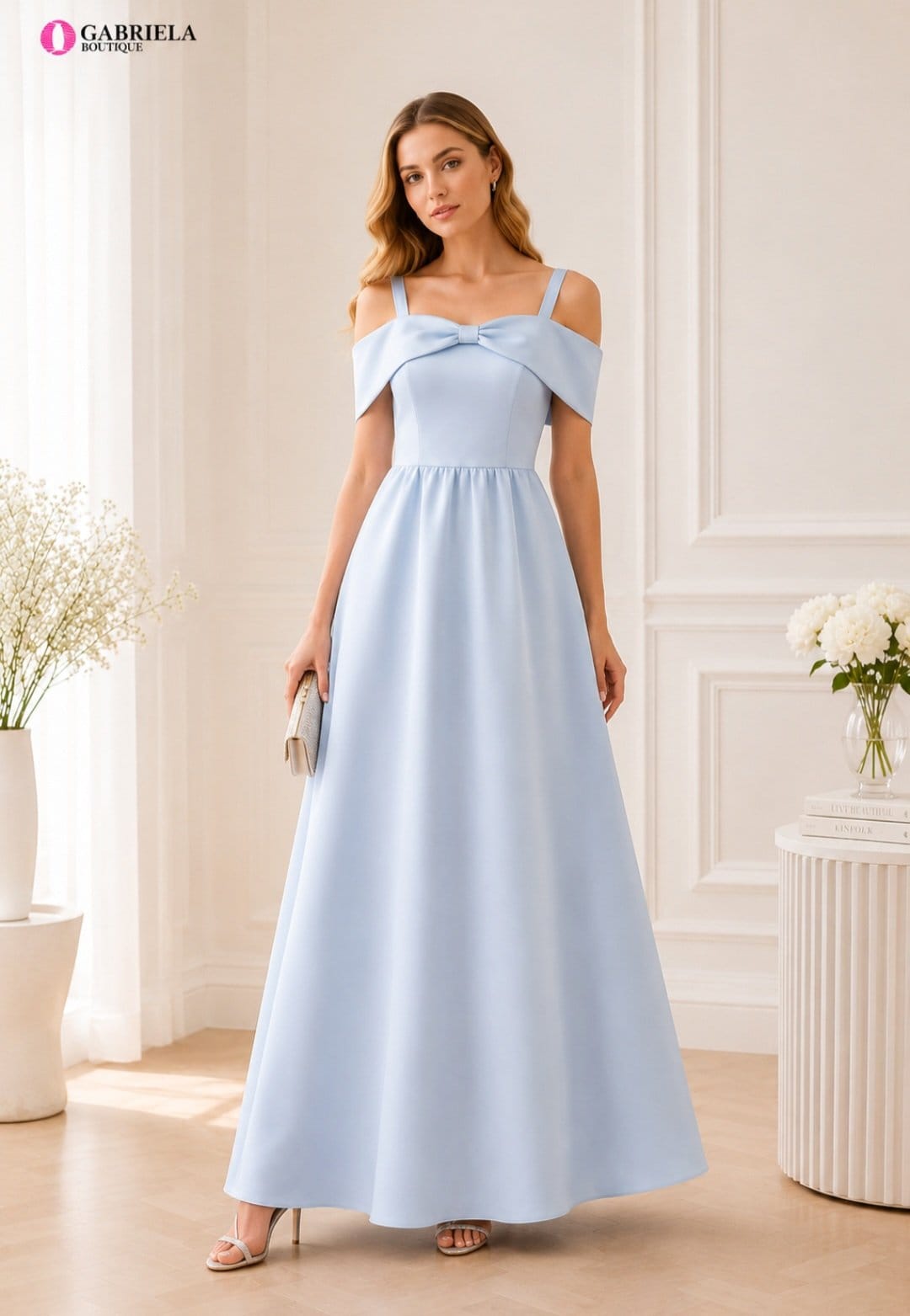 Rochie Lungă Elegantă Bleu pentru Banchet, Nuntă și Botez | Gabriela Boutique