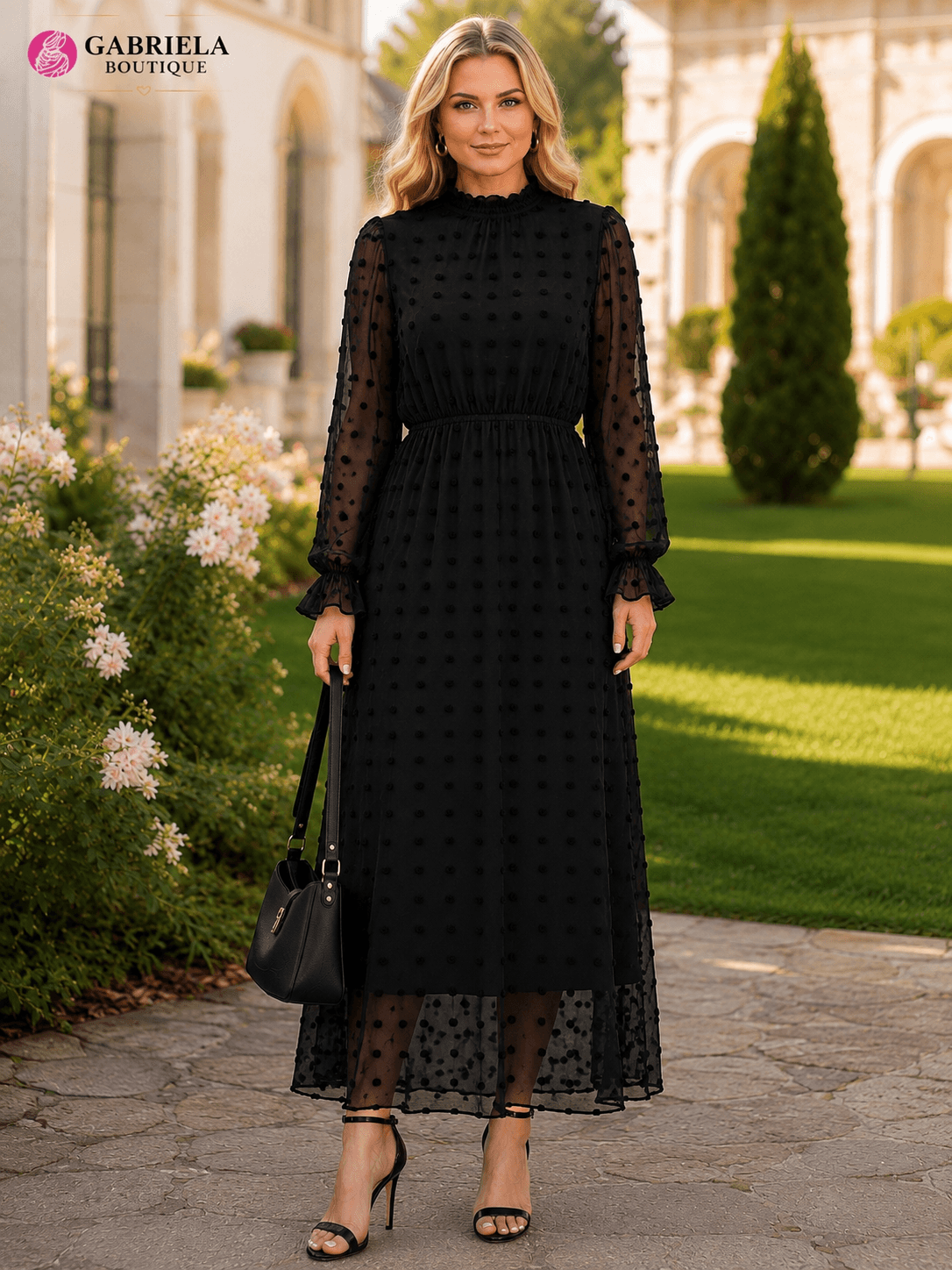 Rochie Elegantă Neagră de Ocazie Mărimi Mari 44–54 | GabrielaBoutique