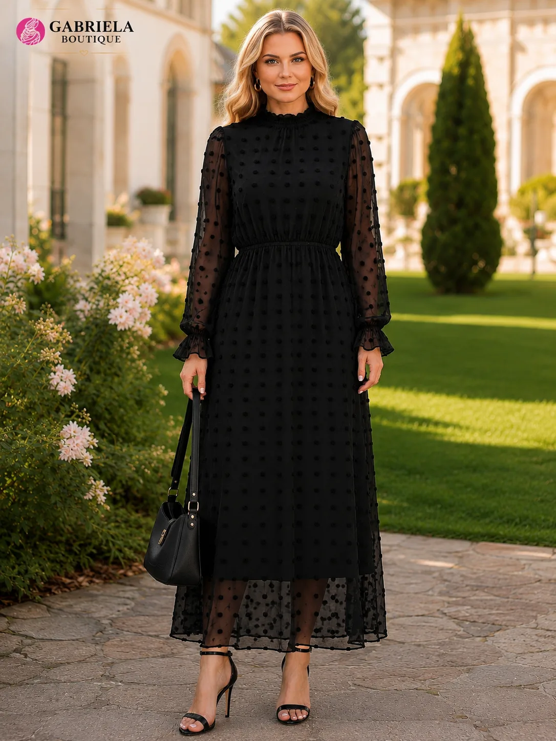 Rochie Elegantă Neagră de Ocazie Mărimi Mari 44–54 | GabrielaBoutique